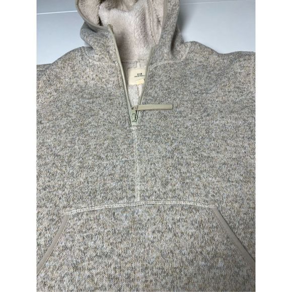 Anthro Thread & Supply Flees Knitted Hoodie 1/4 zipper Cream Teddy Lined Size S - Picture 4 of 15